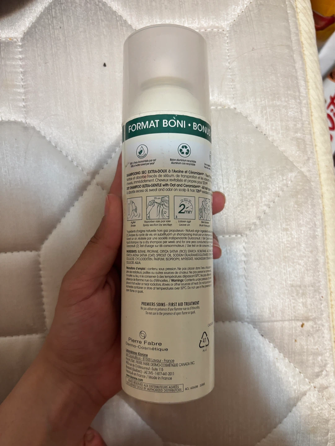 Klorane Dry Shampoo with Oat & Ceramide - Ultra-Gentle - photo 3