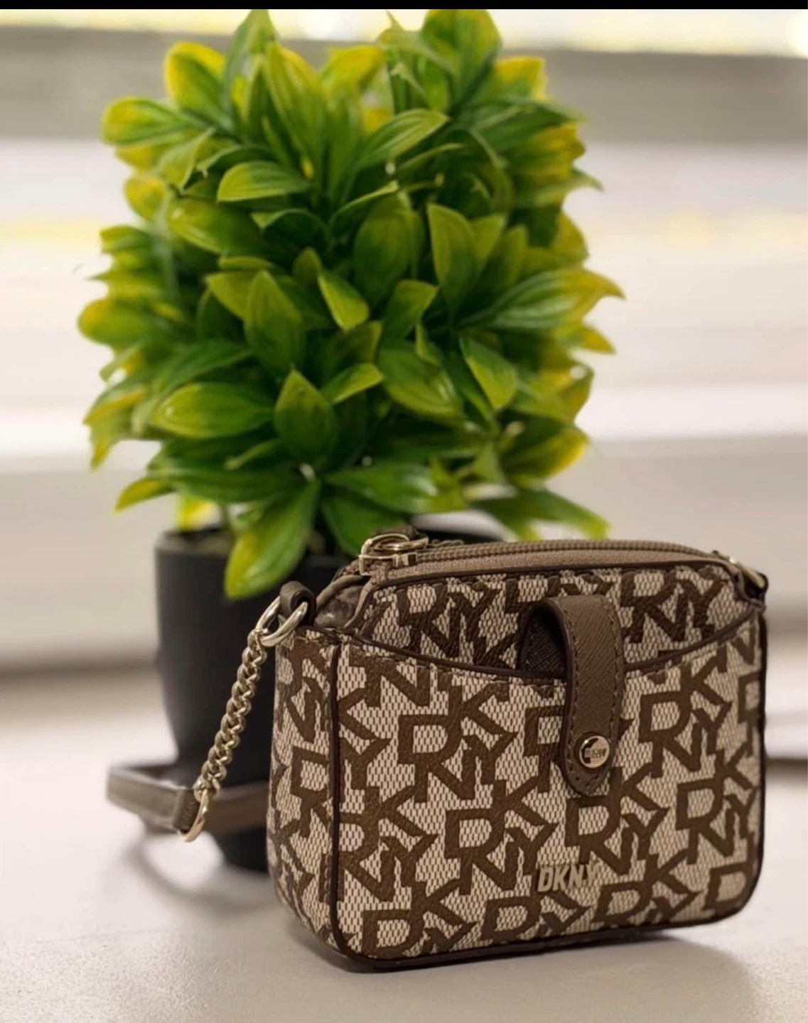 DKNY Logo Print Shoulder Bag
