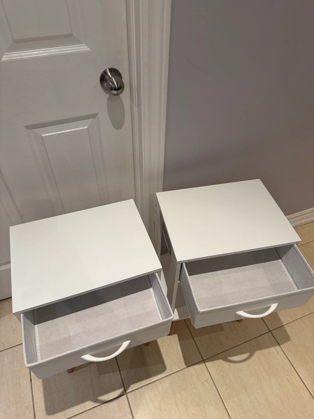White Nightstand Side Table with Drawer - photo 3