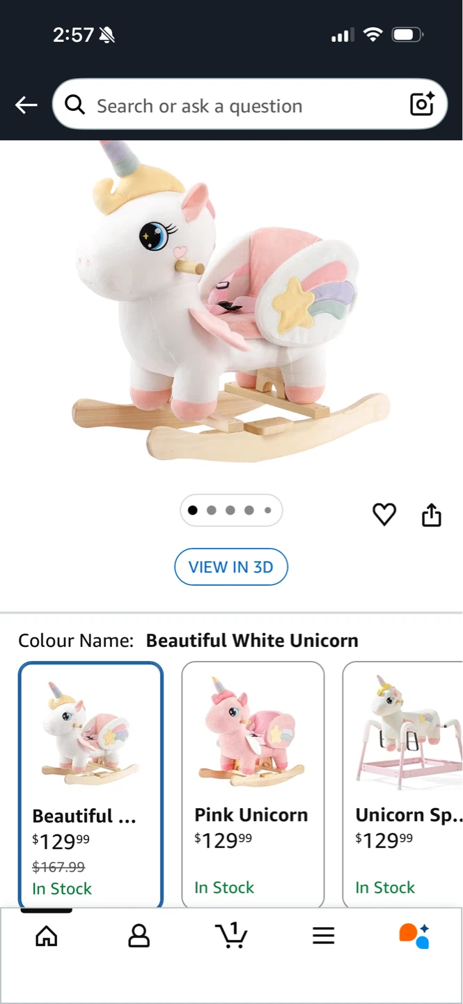 Beautiful White Unicorn Rocking Horse