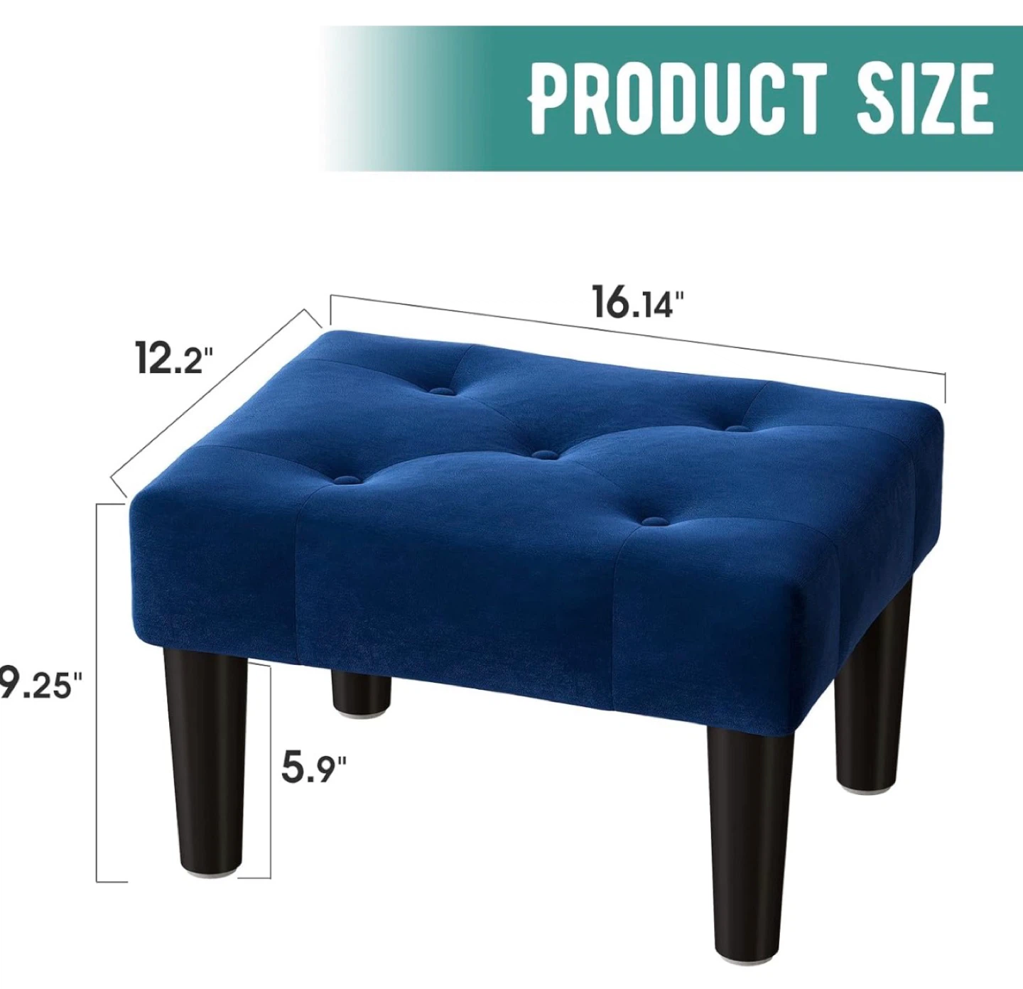 Blue Tufted Ottoman Stool Set - photo 2