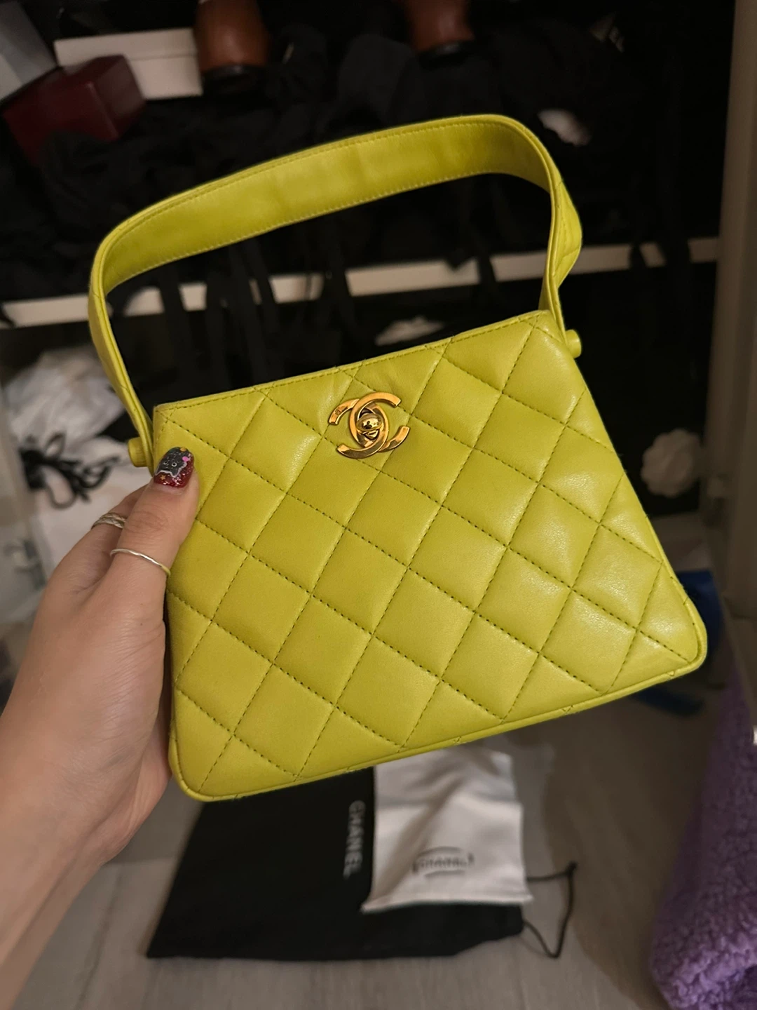 Chanel Quilted Handbag - Lime Green