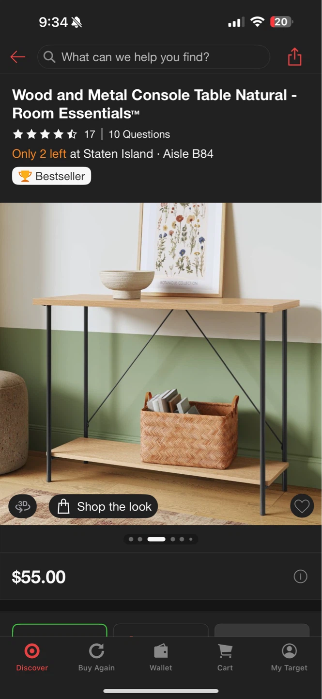 Wood and Metal Console Table - Natural - photo 3
