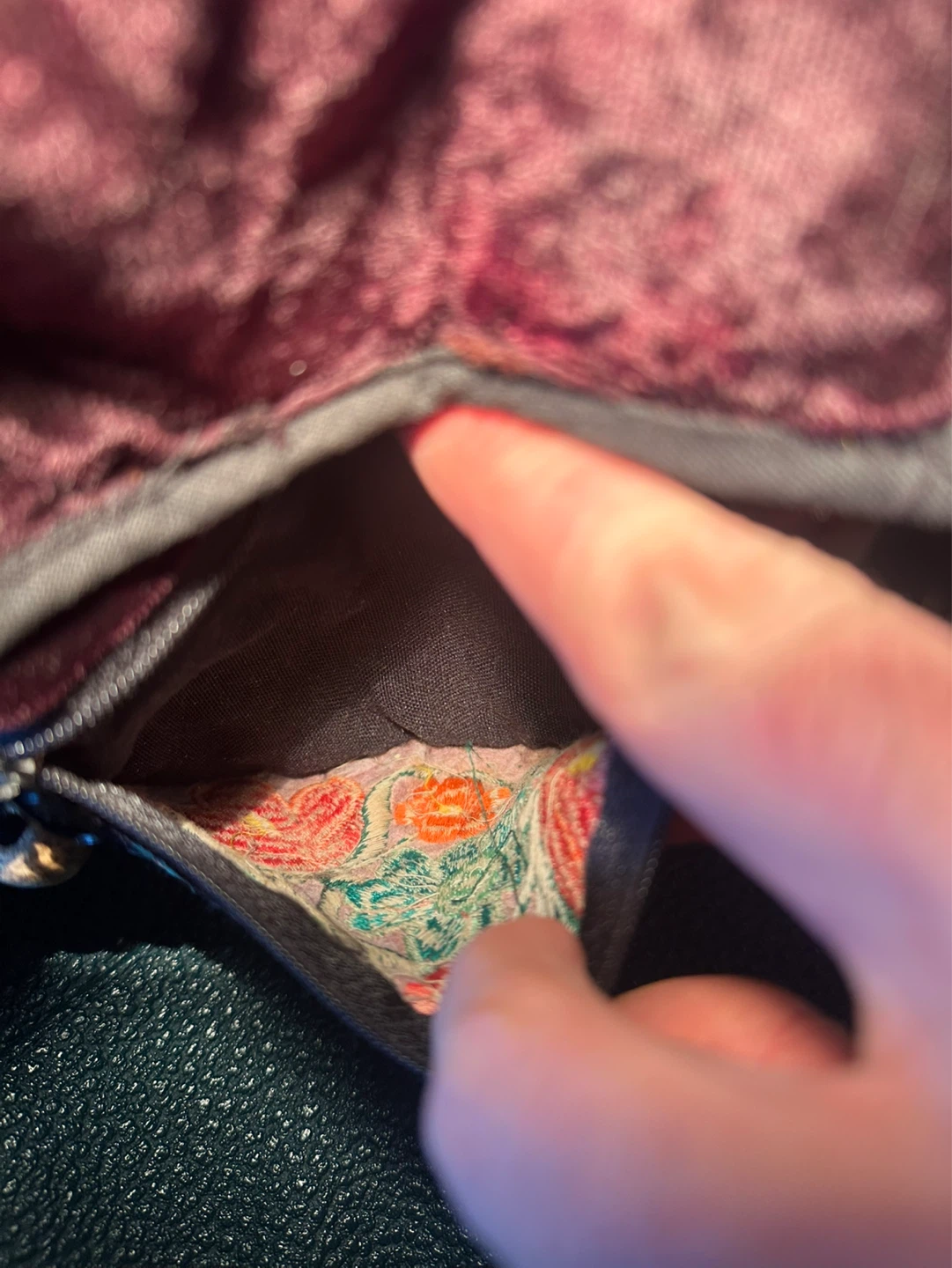VTG Velvet Embroidered Floral Crossbody  Fairy Festival Boho - photo 4