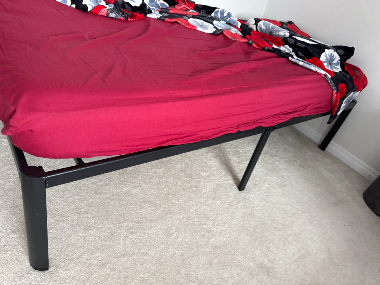 Black Metal Twin Bed Frame and mattress - photo 4