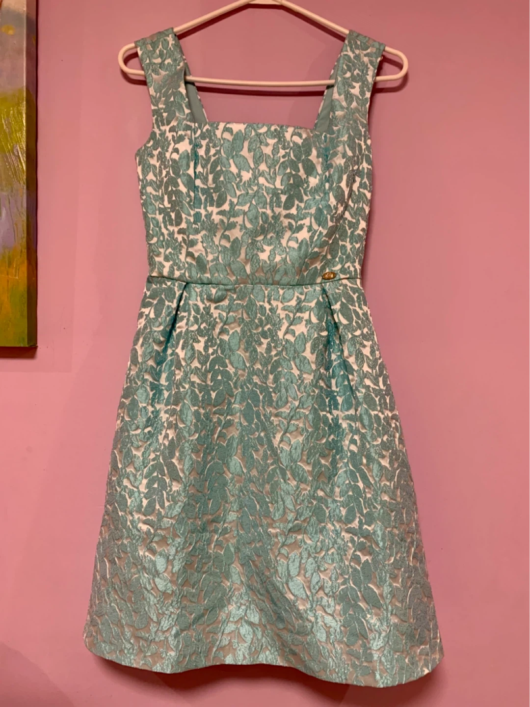 Blue Leaf Patterned Dress