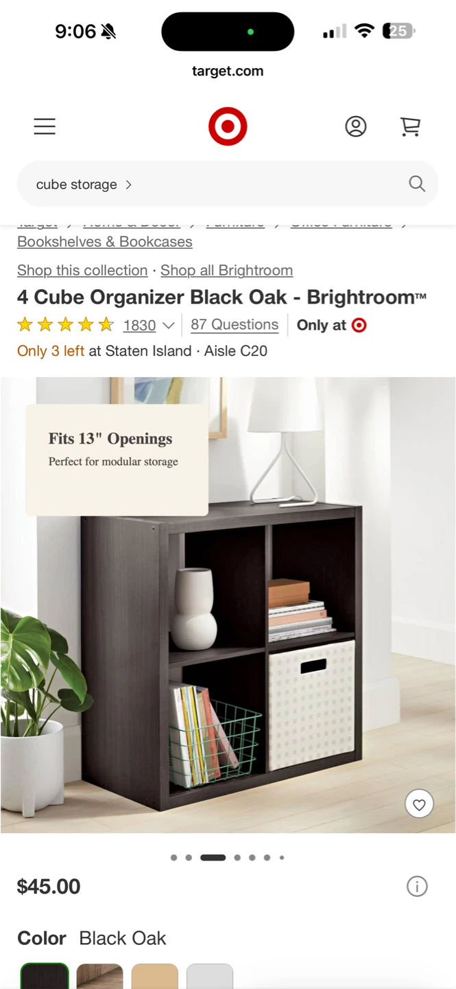 Brightroom 4 Cube Organizer - Black Oak - photo 3