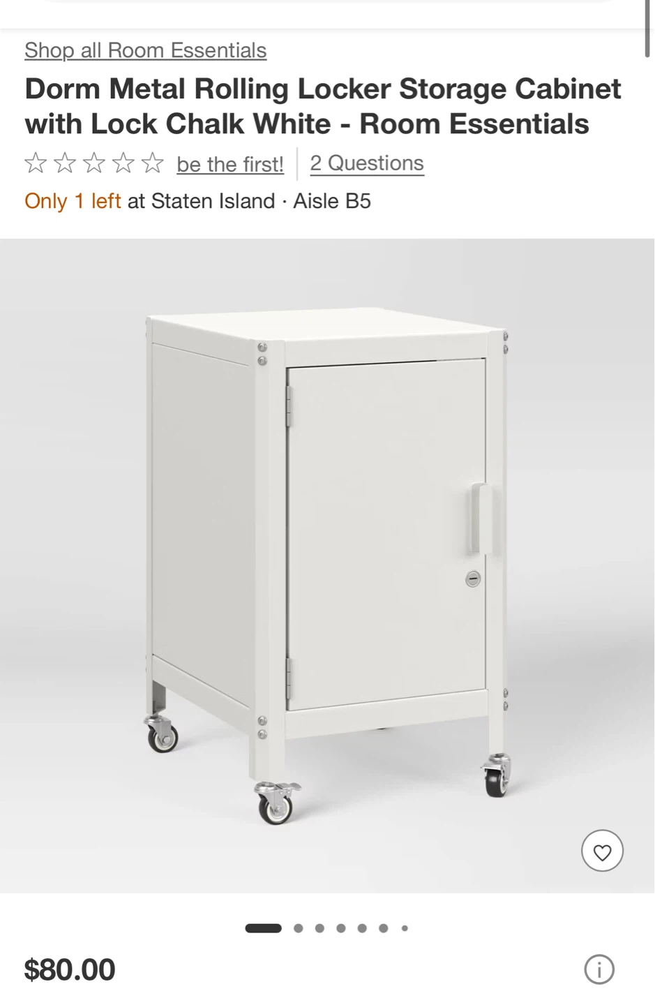 RoomEssentials DormMetal RollingStorage with Lock Chalk White - photo 4