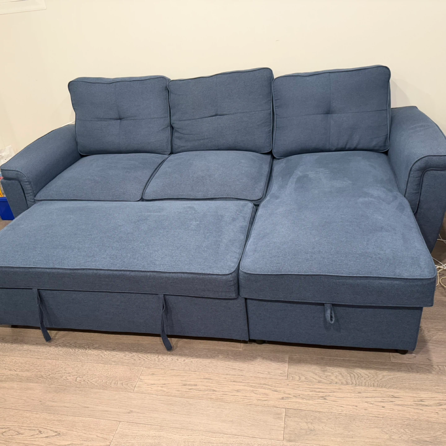 Blue Sectional Sofa Bed with Storage