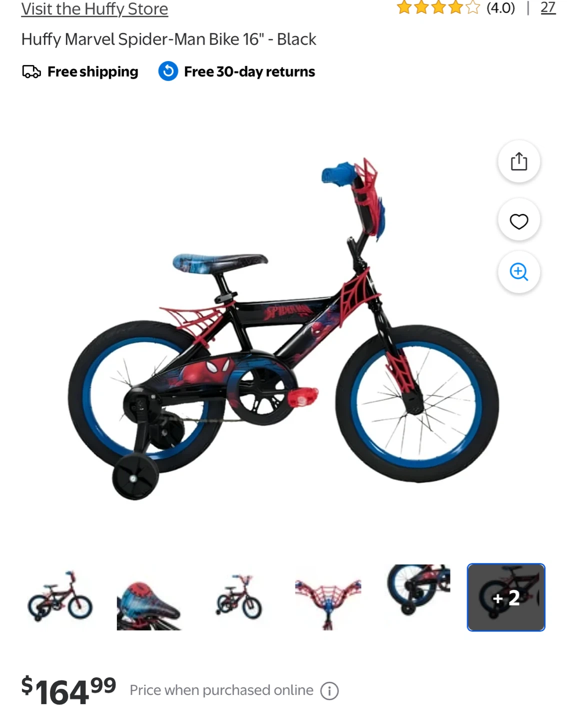 Huffy Marvel Spider-Man Bike 16" - Black - photo 2
