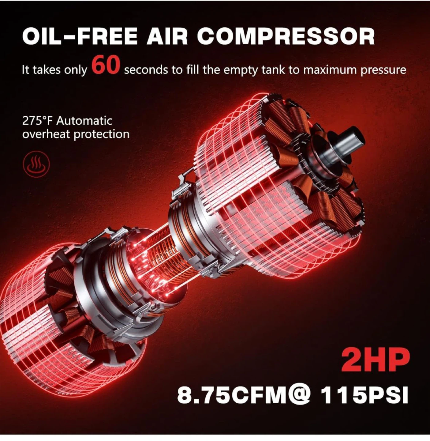 Nessxa 14 Gallon Ultra Quiet Air Compressor - photo 4