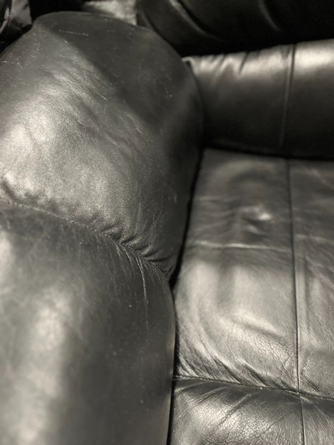 Black Leather Sofa - photo 5