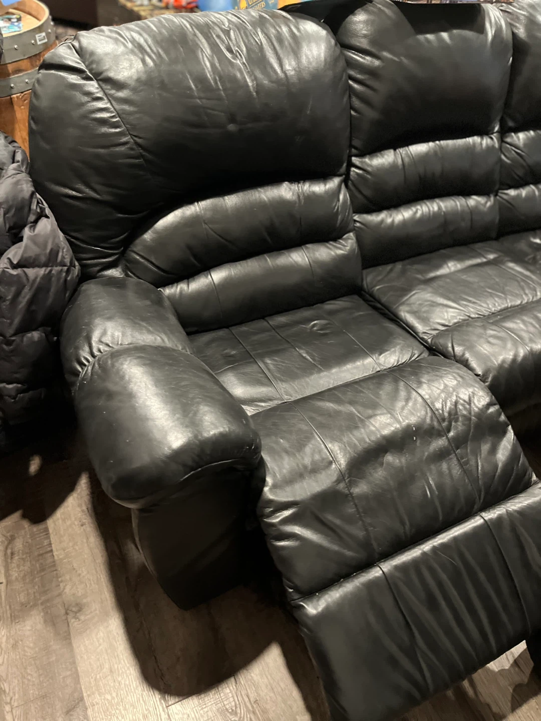 Black Leather Sofa - photo 3