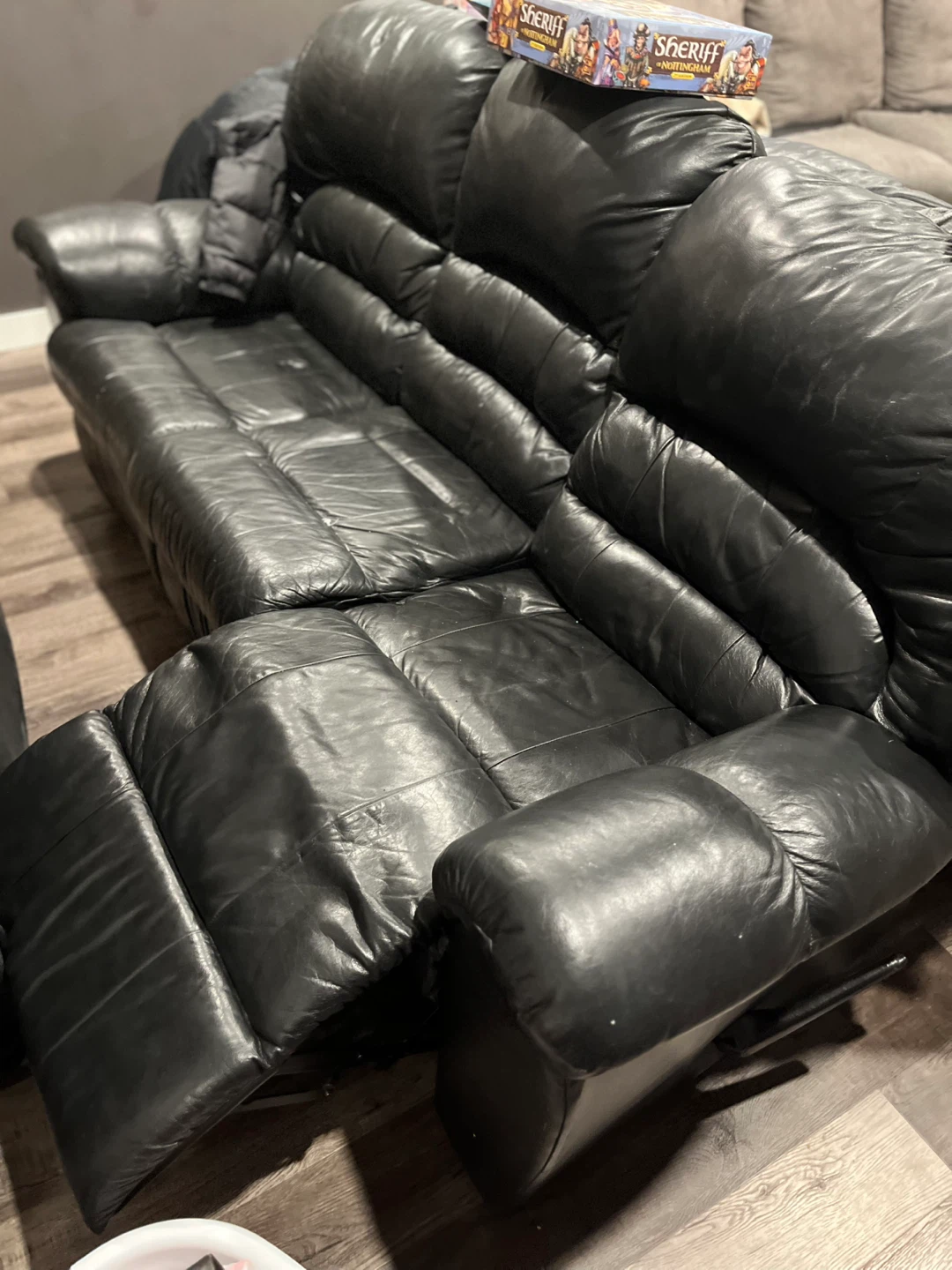 Black Leather Sofa - photo 2