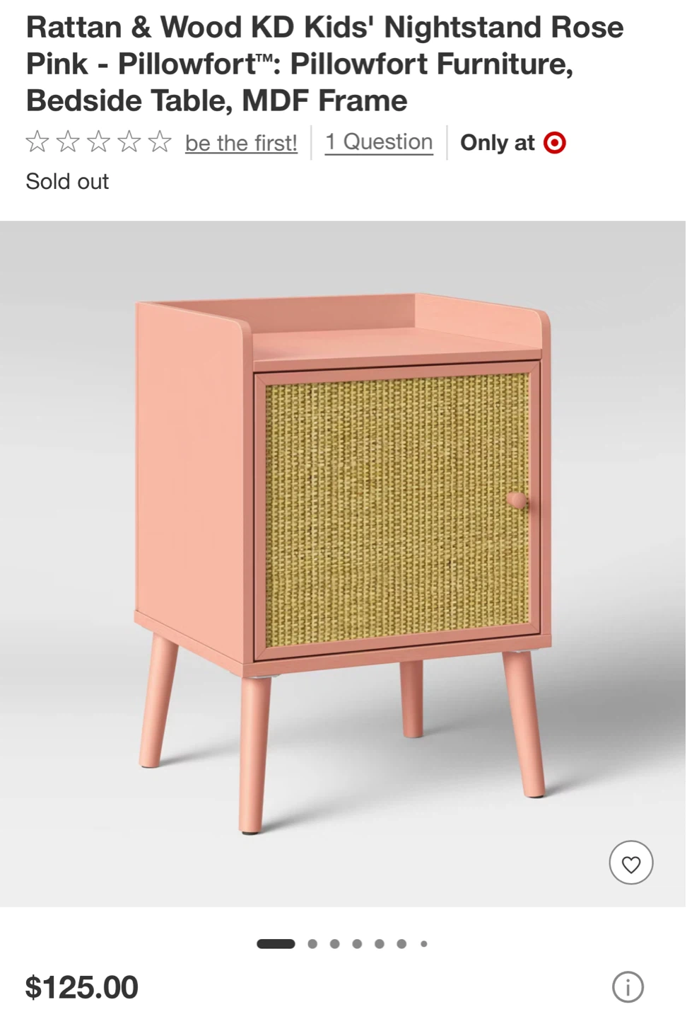 Pillowfort Rattan & Wood Kids' Nightstand - Rose Pink