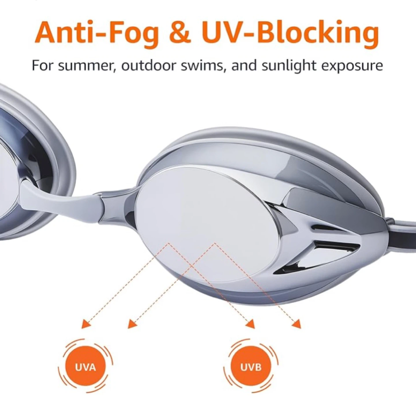 Amazon Basic Silver Mirrored Unisex Swim Goggles - photo 2