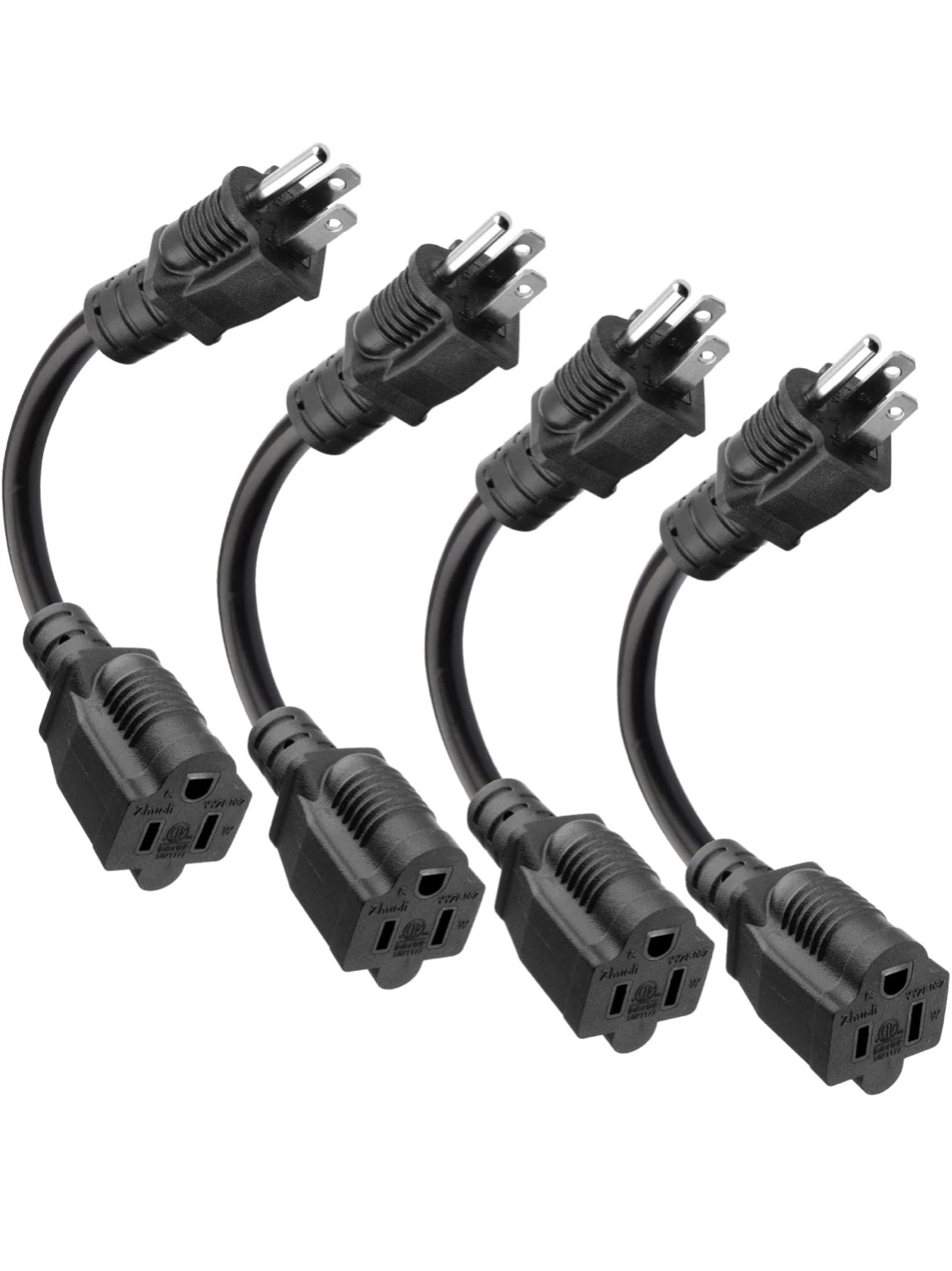 4-Pack 8-Inch 16AWG SJTW Extension Cords