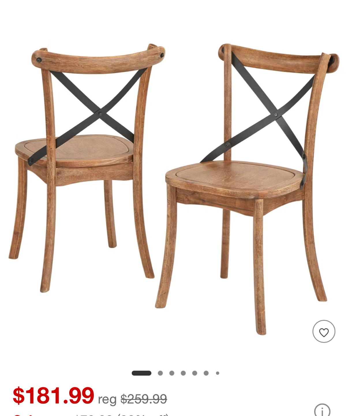 Set of 2 Wooden Dining Chairs with Black Cross Back