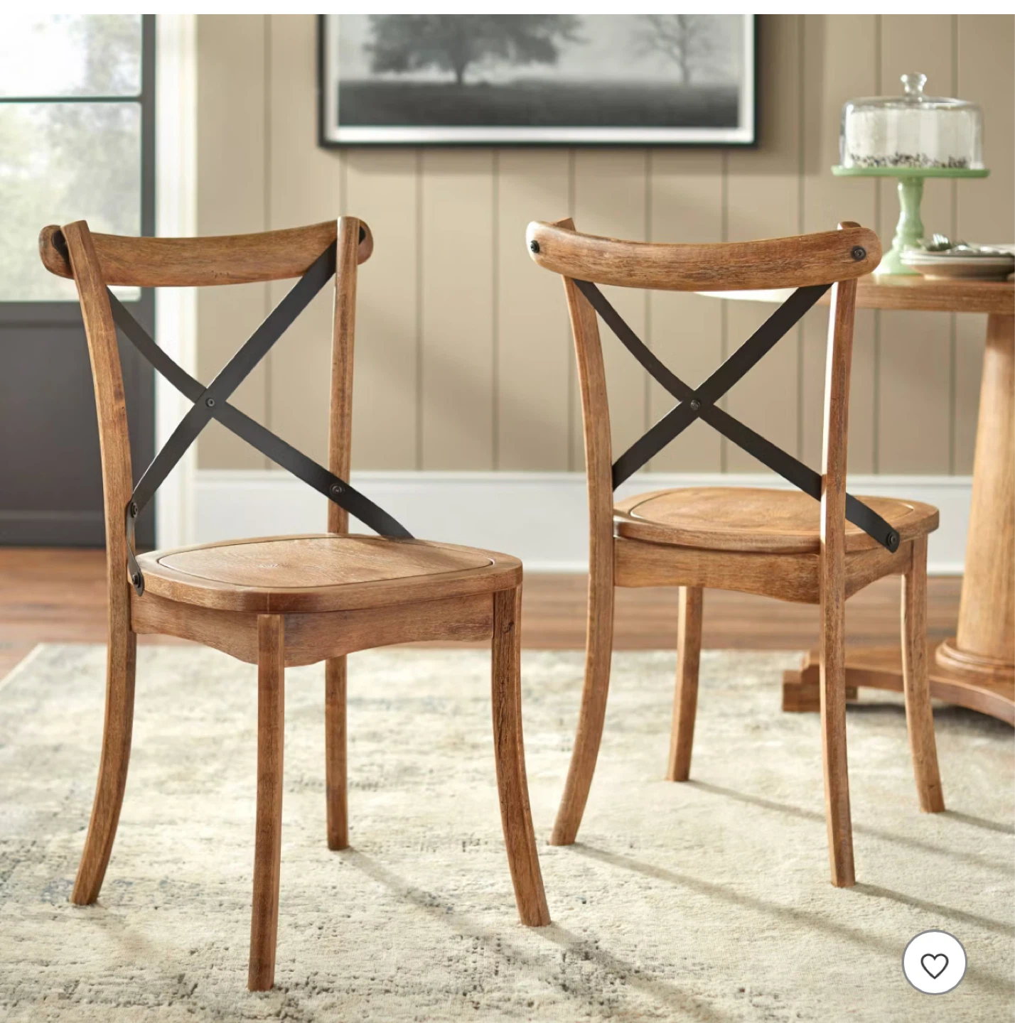 Set of 2 Wooden Dining Chairs with Black Cross Back - photo 3