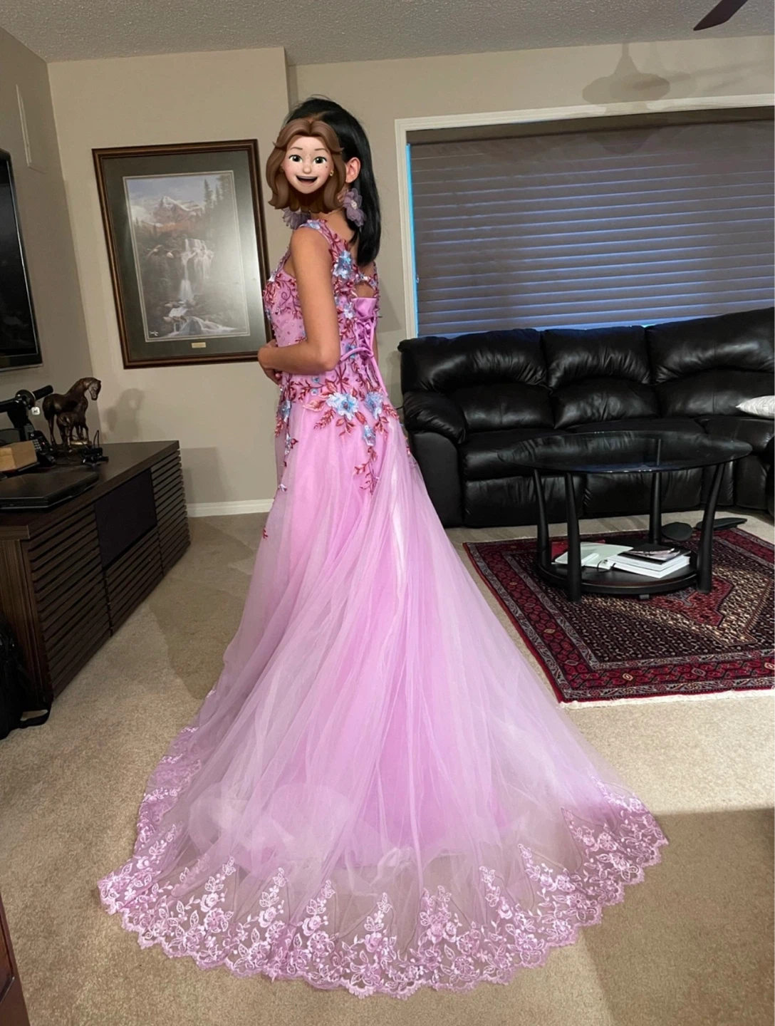 Purple Floral Tulle Gown