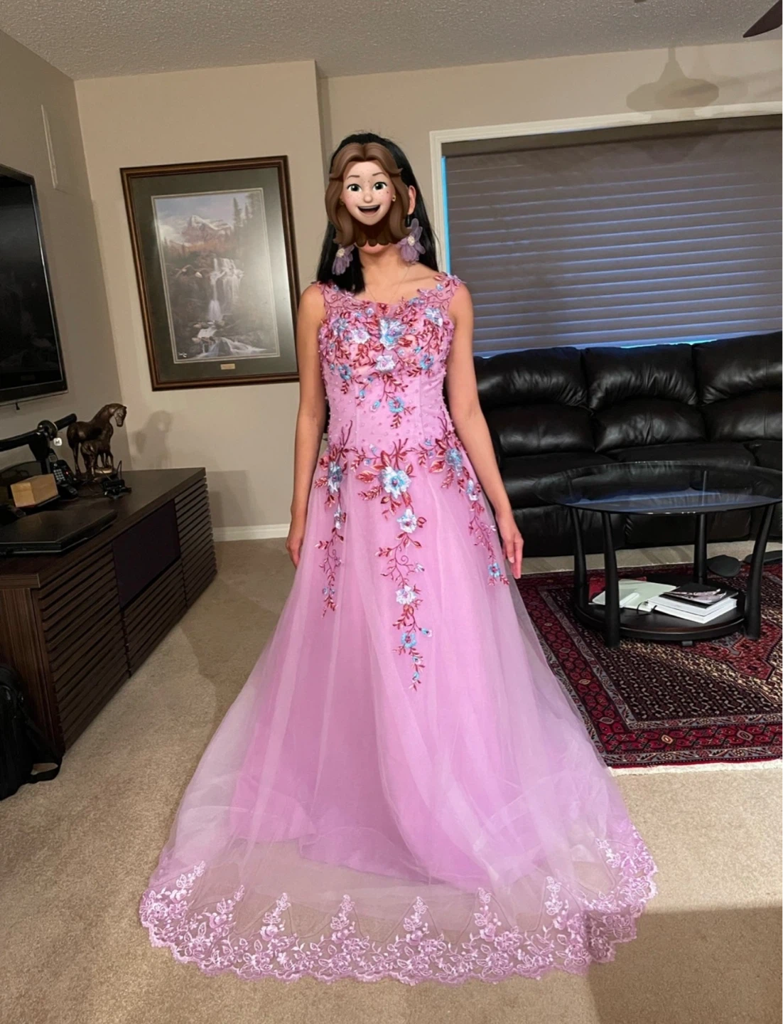 Purple Floral Tulle Gown - photo 2