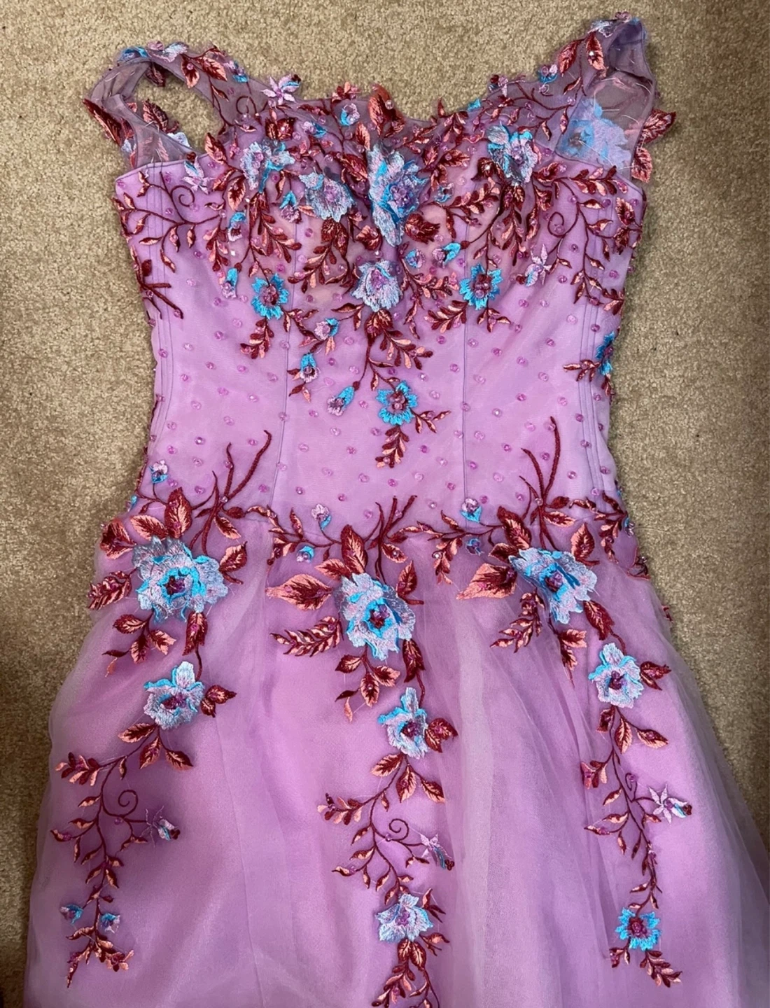 Purple Floral Tulle Gown - photo 4