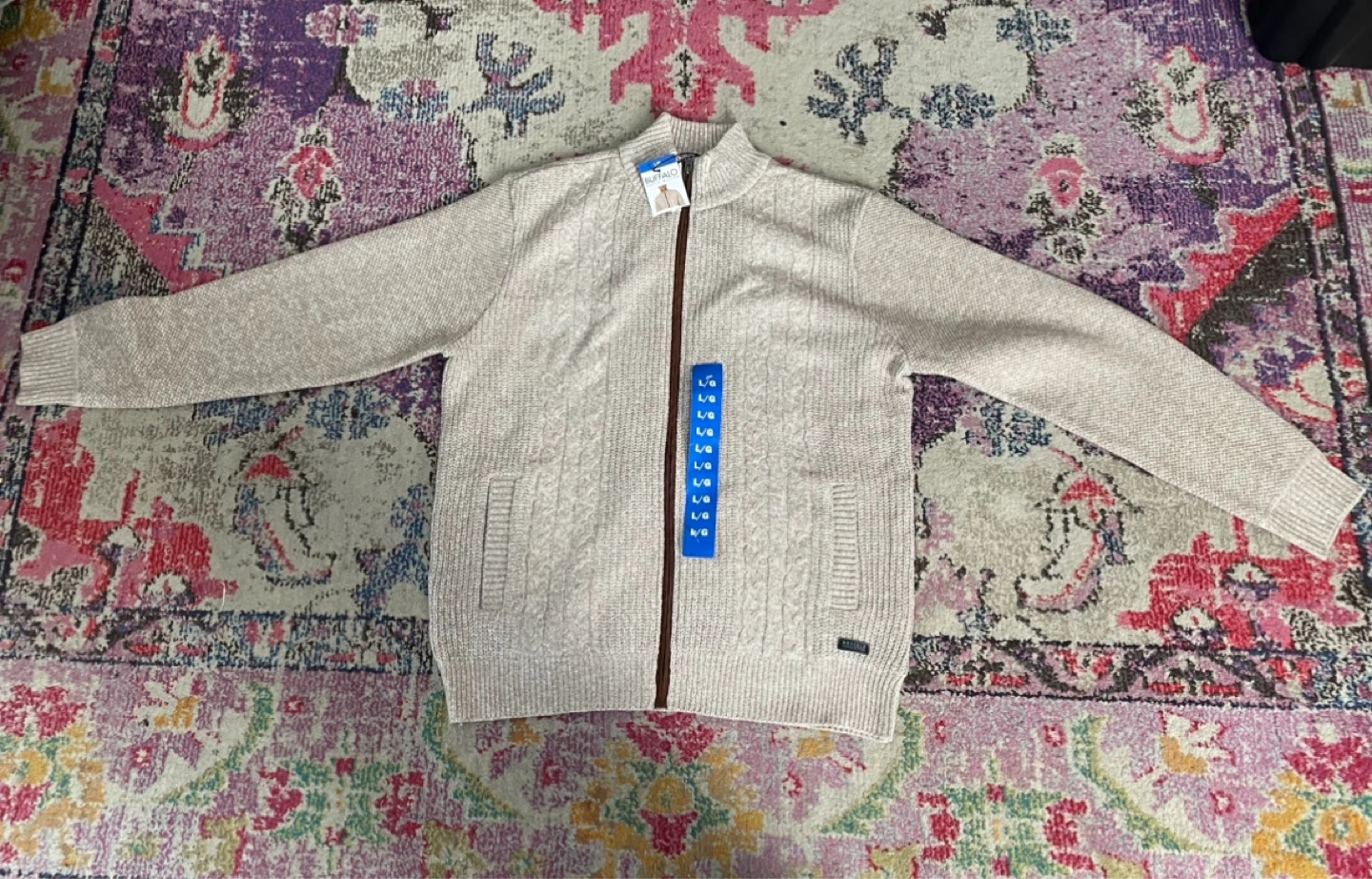 Buffalo David Bitton Men's Zip-Up Sweater - Beige - Large