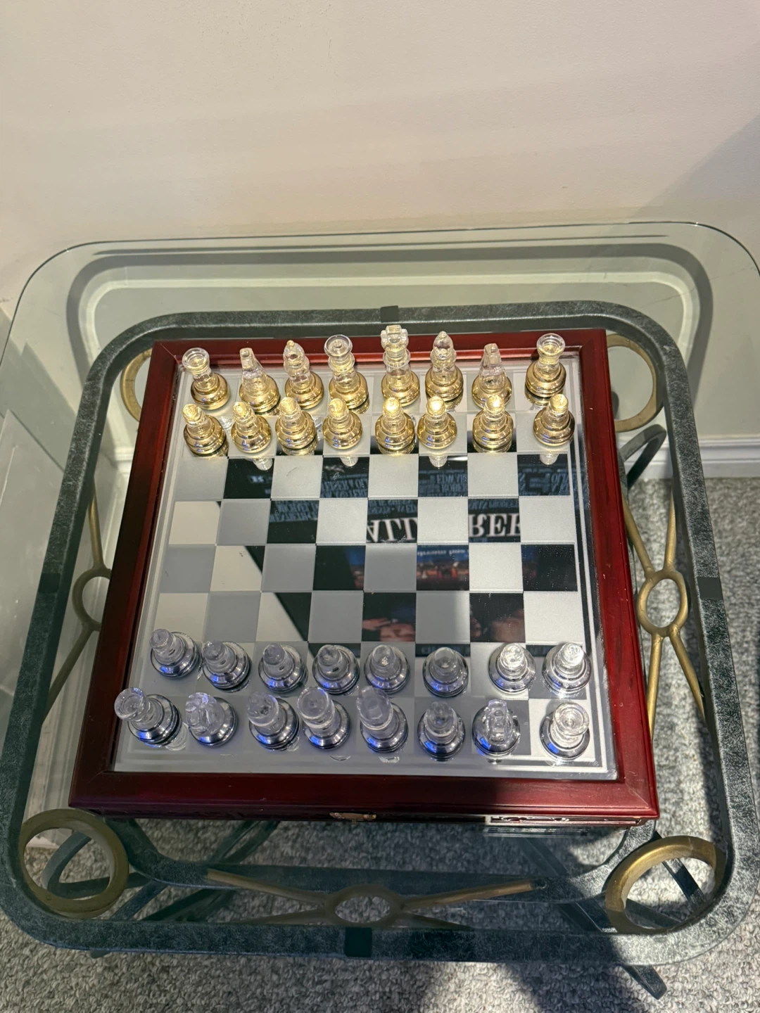 Glass Chess Set with Wooden Box - photo 2