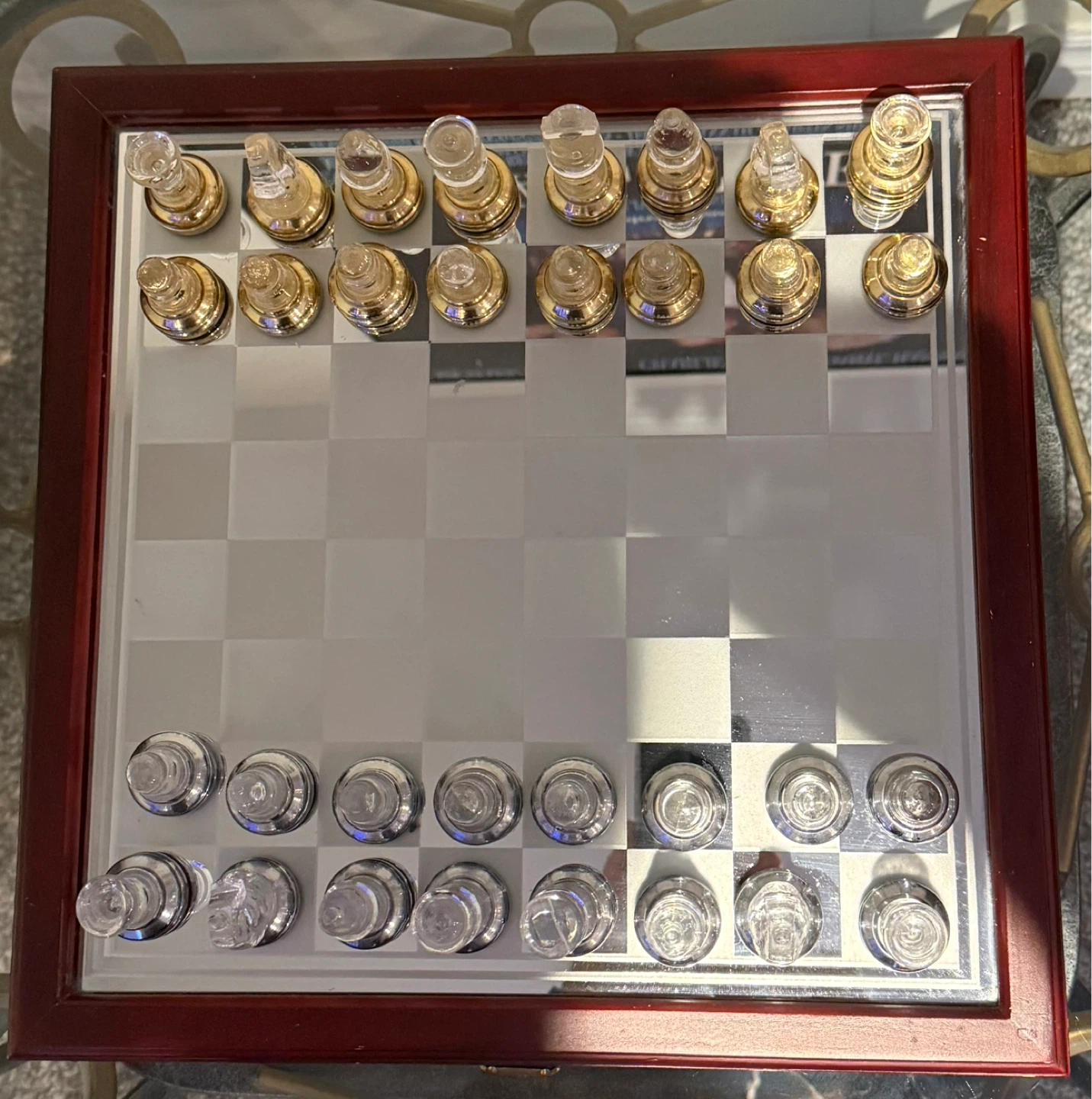 Glass Chess Set with Wooden Box - photo 3