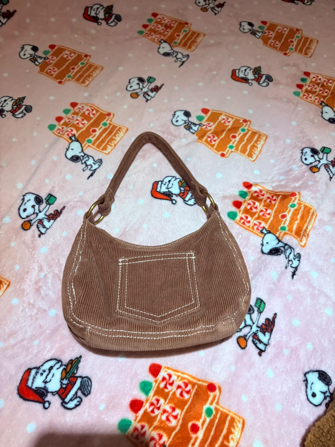 Brown Corduroy Shoulder Bag brandy melville