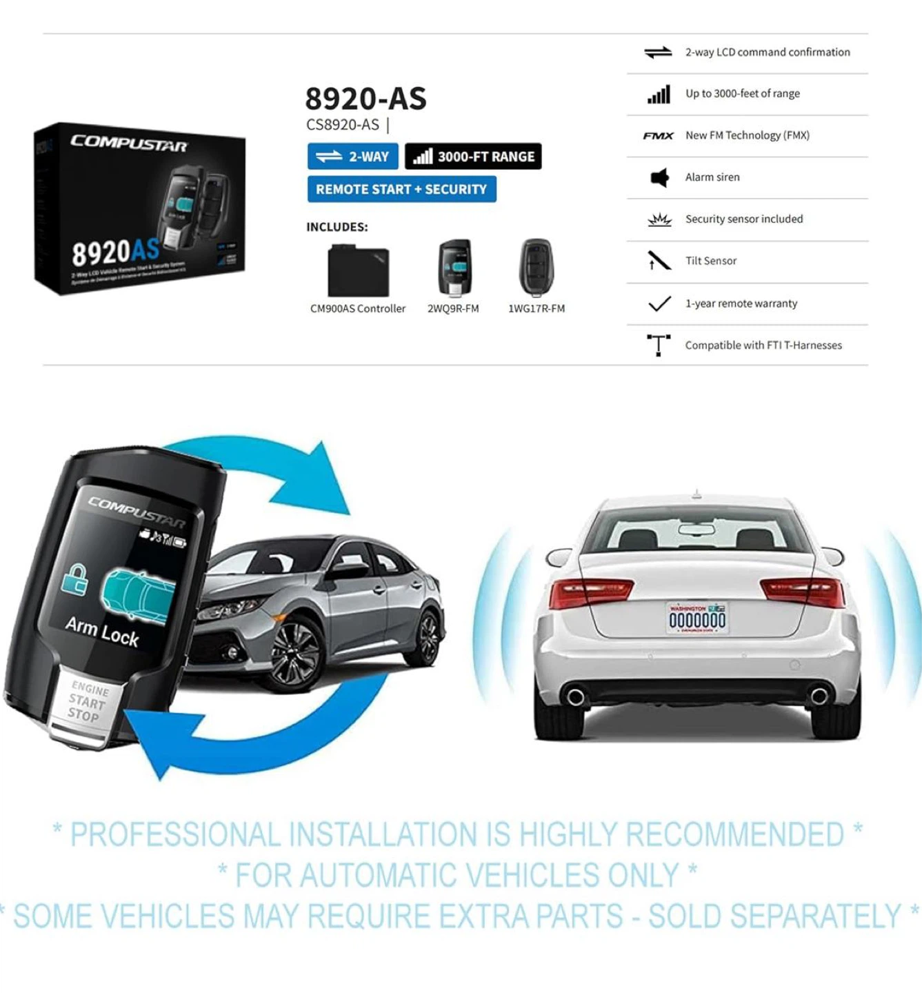 Compustar CS8920-AS 2-Way LCD Remote Start & Security System - photo 3