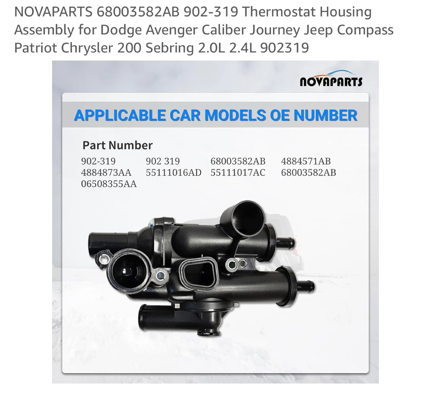 Thermostat Housing Assembly 68003582AB 902-319 - photo 5