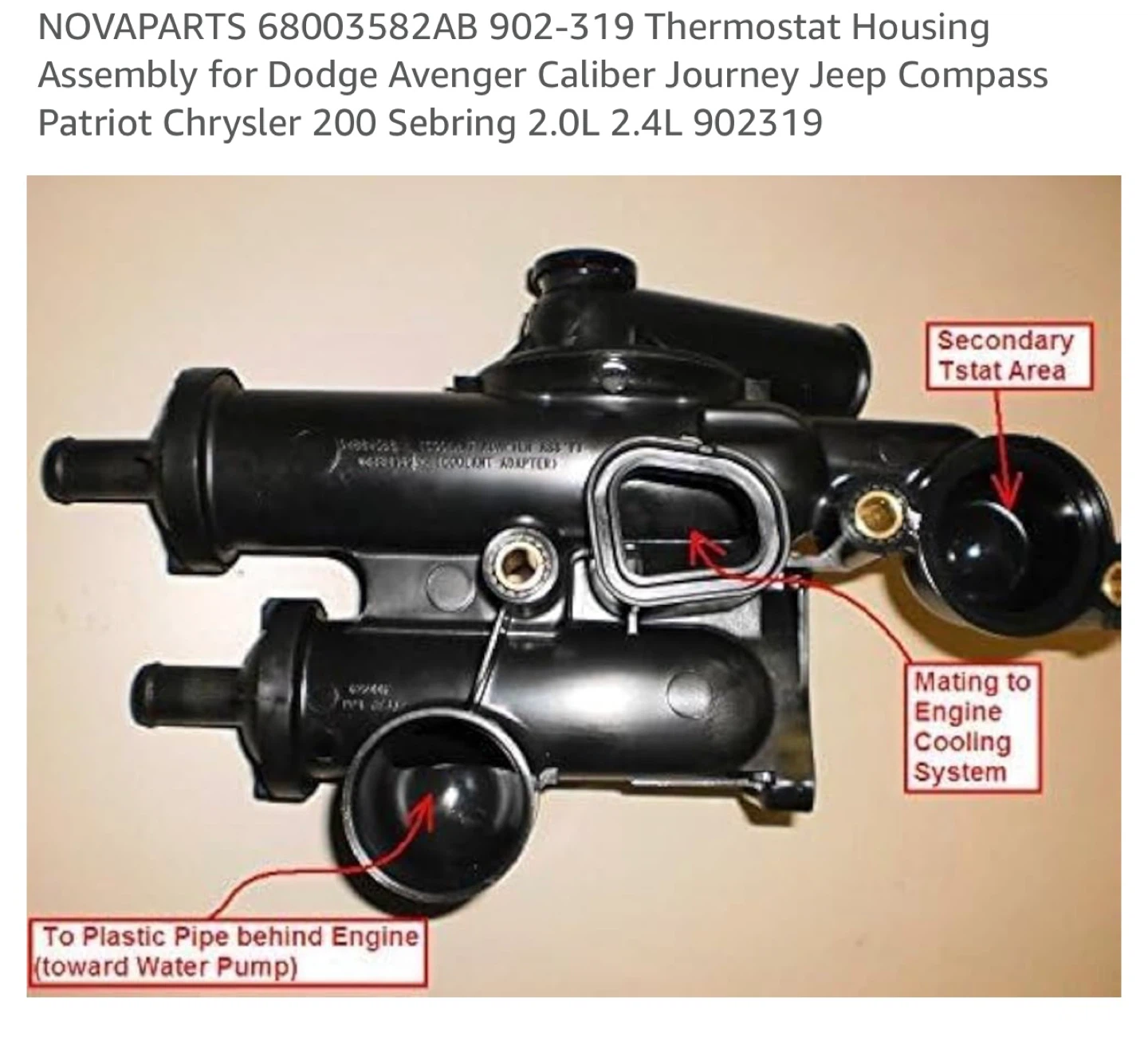 Thermostat Housing Assembly 68003582AB 902-319 - photo 2