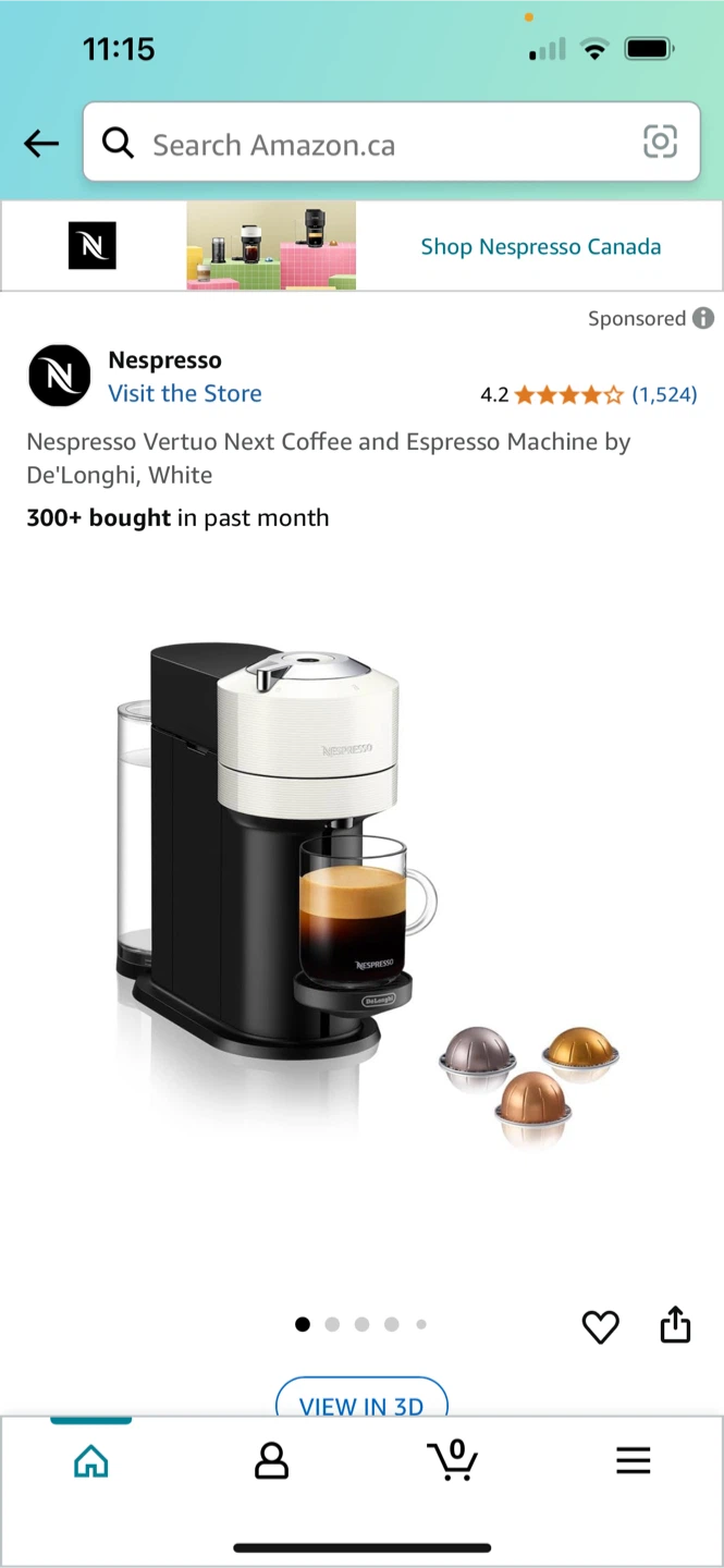 Nespresso Vertuo Next Coffee and Espresso Machine - White