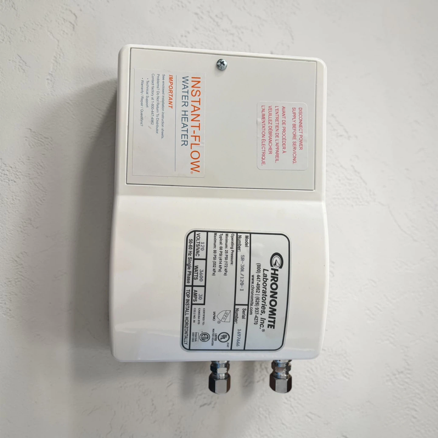 Chronomite Instant-Flow Water Heater SR-10L - photo 2