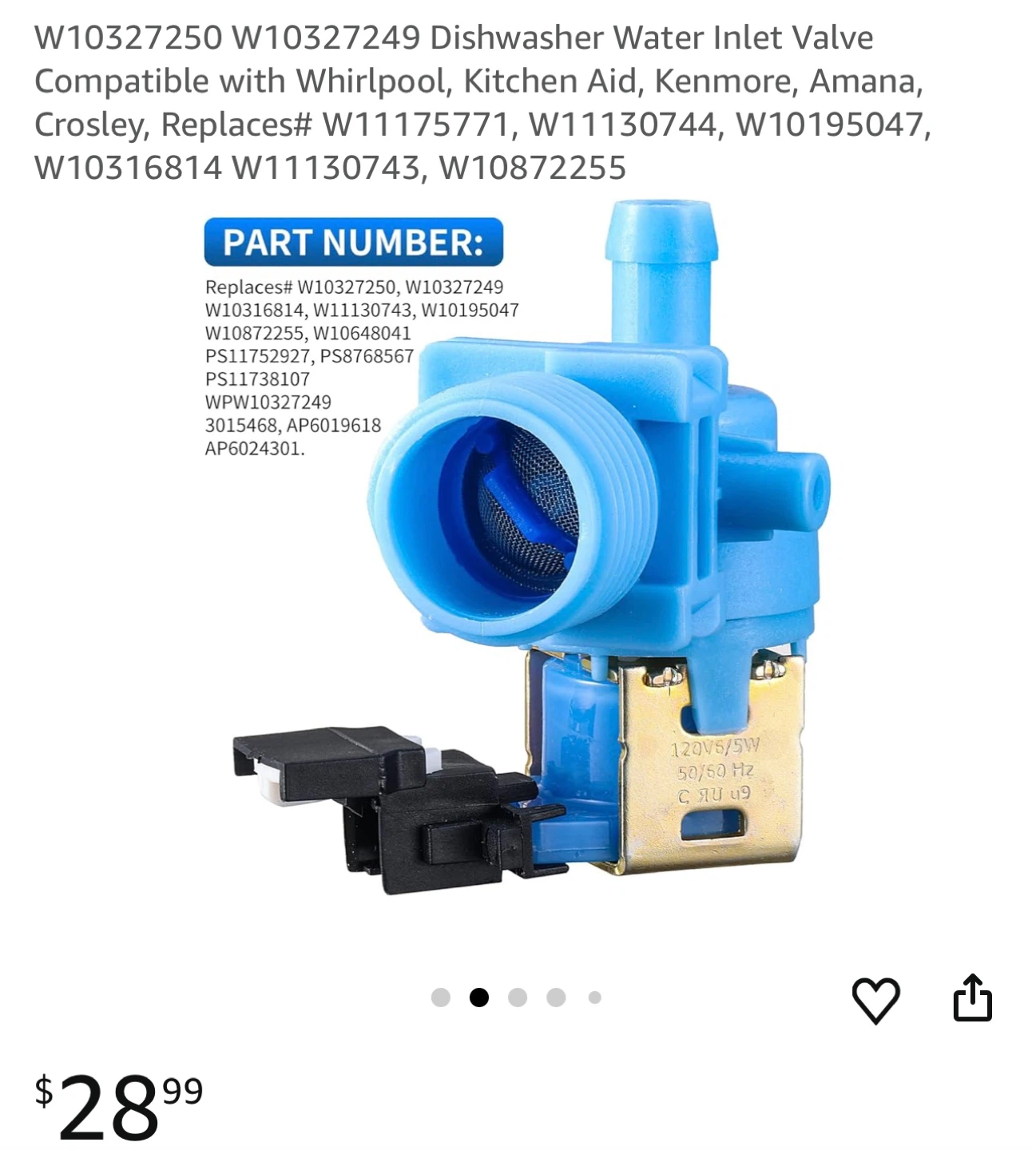 Dishwasher Water Inlet Valve - photo 2