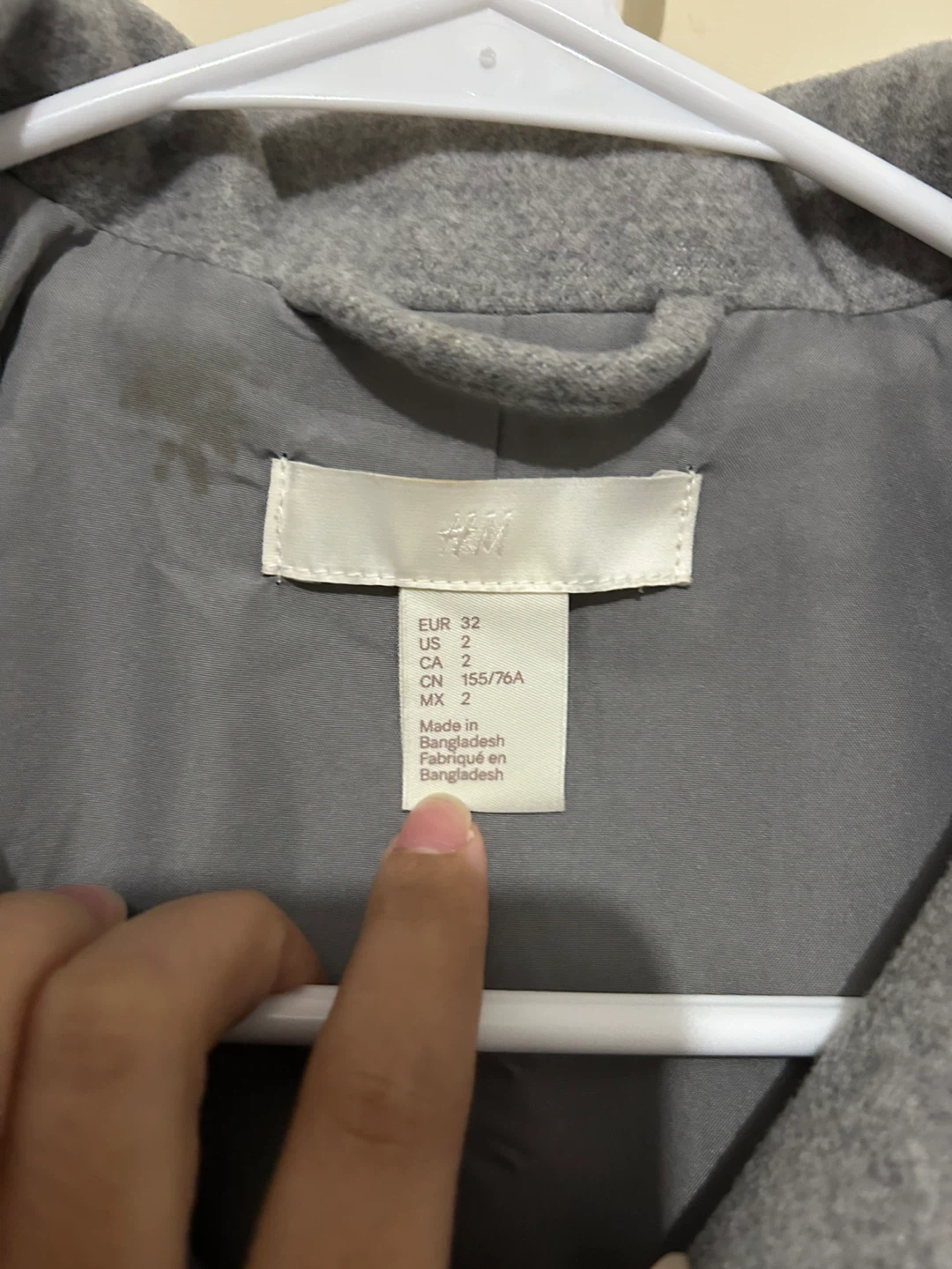 H&M Grey Double-Breasted Pea Coat - Size 2 - photo 4