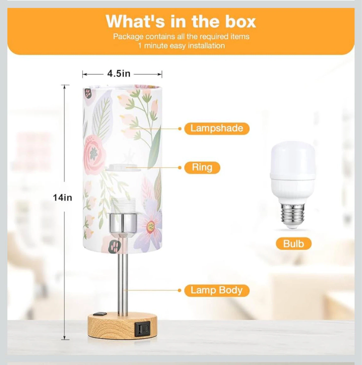 Floral Table Lamp with USB Charging - photo 4