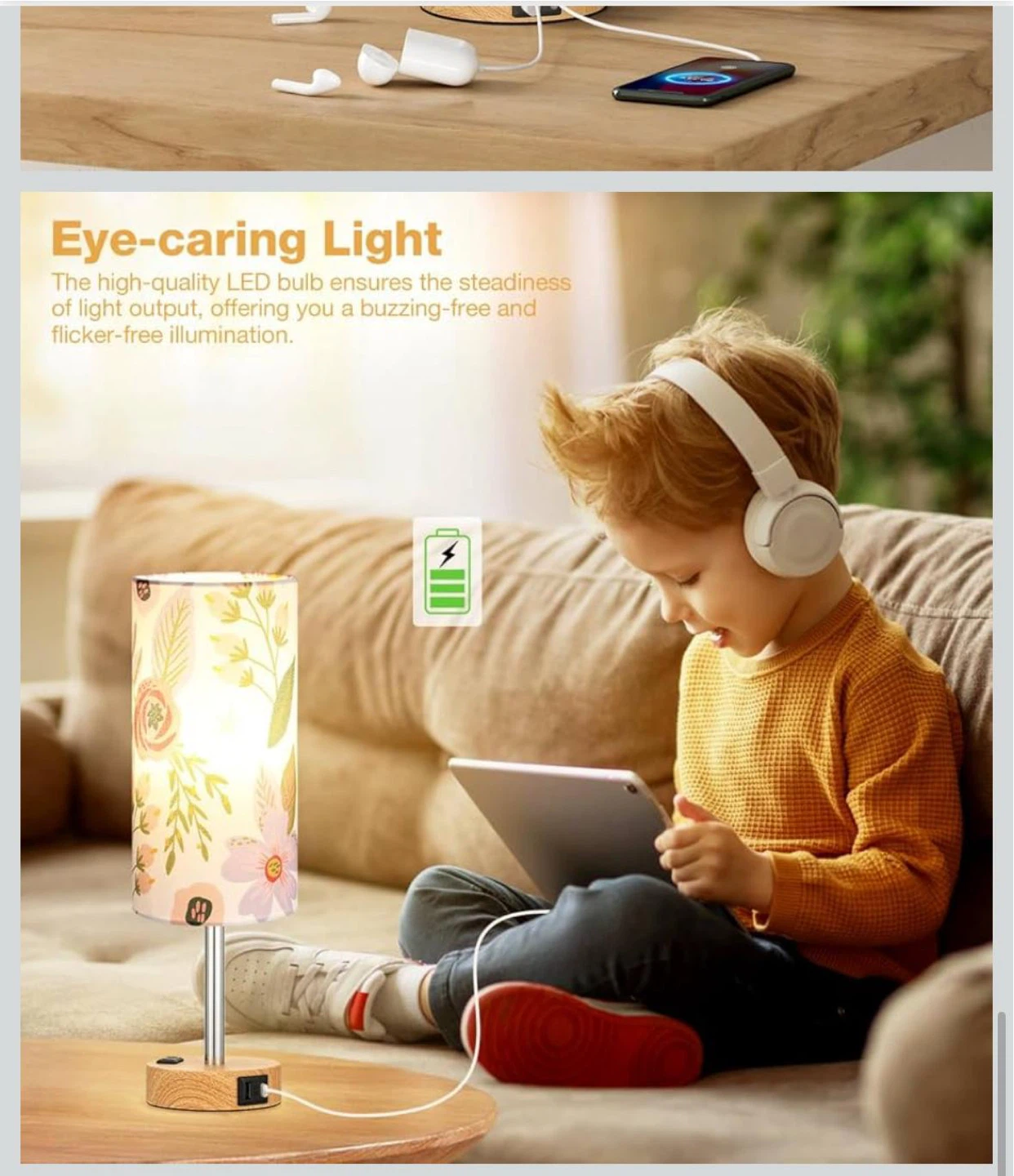 Floral Table Lamp with USB Charging - photo 3