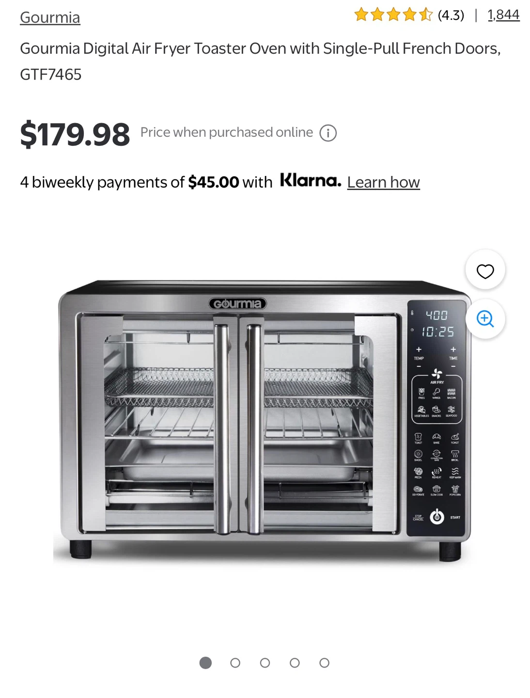 Gourmia Digital Air Fryer Toaster Oven GTF7465 - photo 3