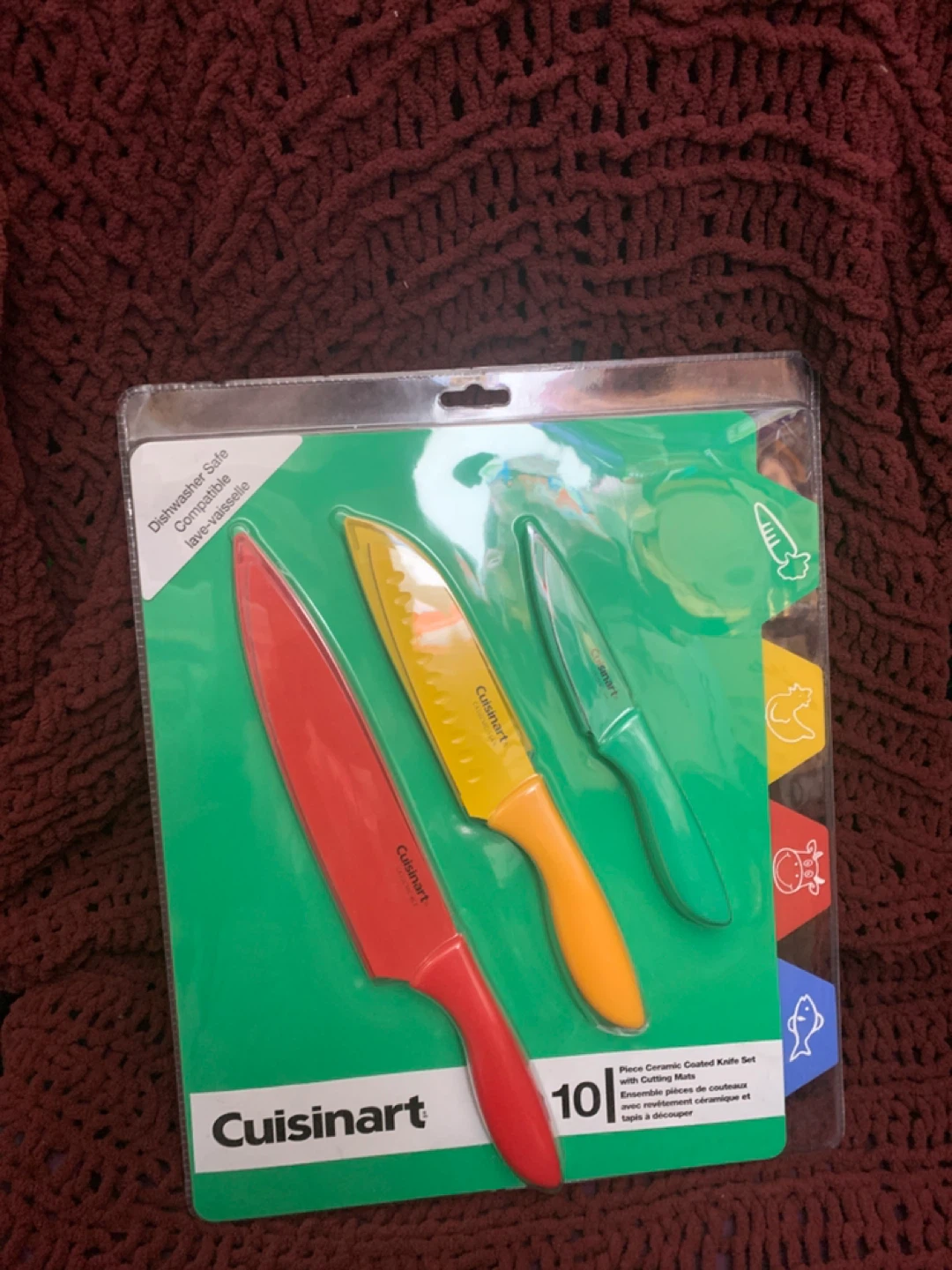 Cuisinart 10 Piece Ceramic Coated Knife Set with Cutting Mats