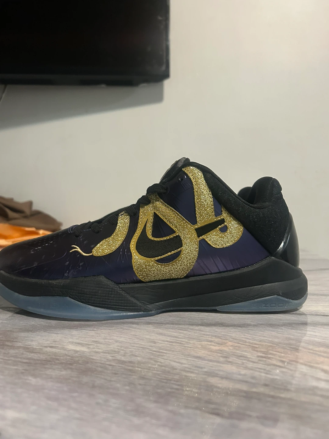 Nike Kobe Protro 1 Purple Gold Basketball Shoes - photo 3