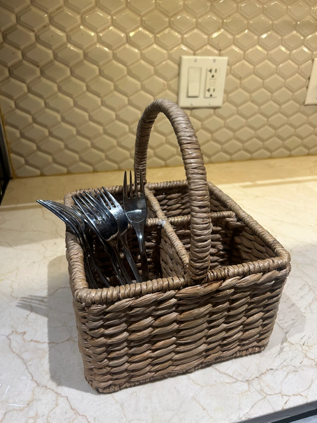 Woven Utensil Caddy with Handle