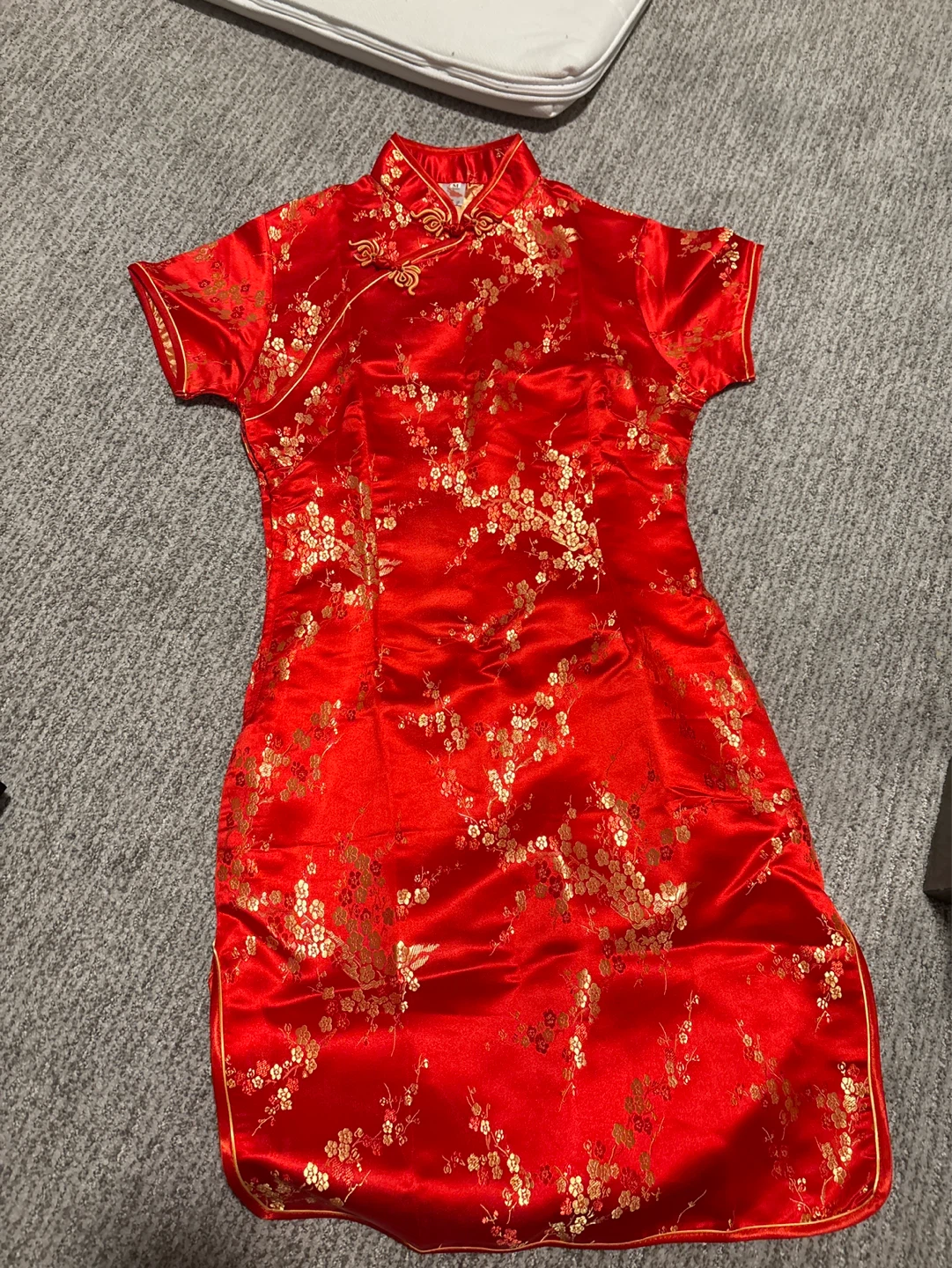 Red Chinese Cheongsam Dress – Gold Embroidery