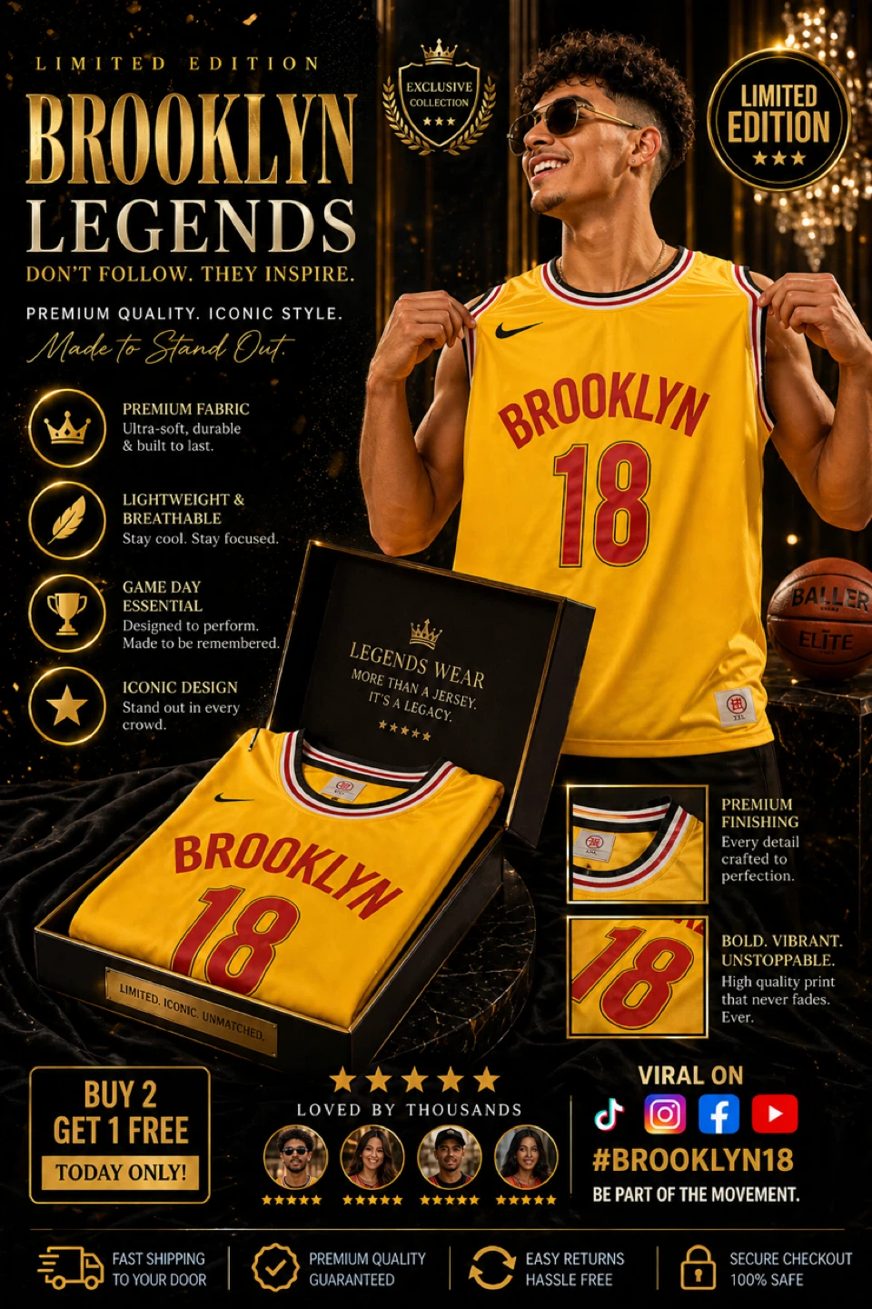 Brooklyn Legends Limited Edition Basketball Jersey #18 - photo 2