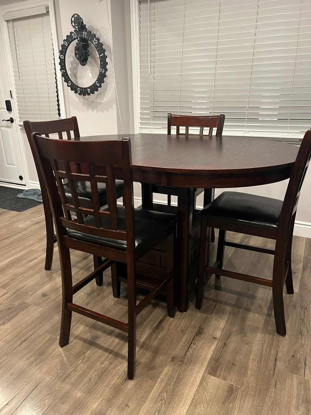 Dark Wood Counter Height Dining Set with 4 Chairs - photo 2