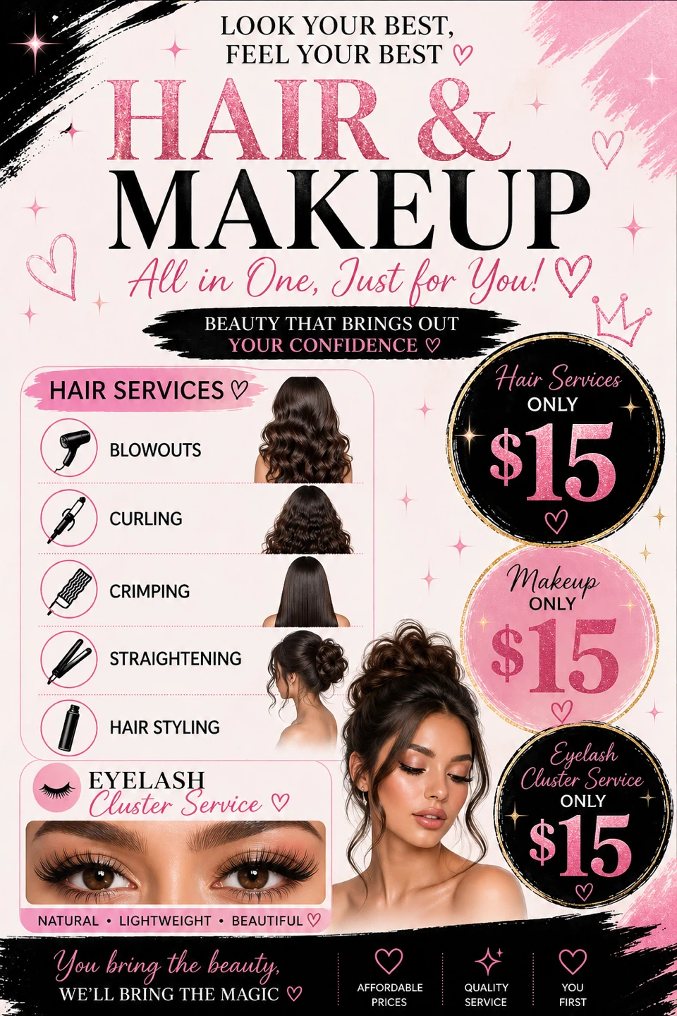 Hair and Makeup Services - $15 Each