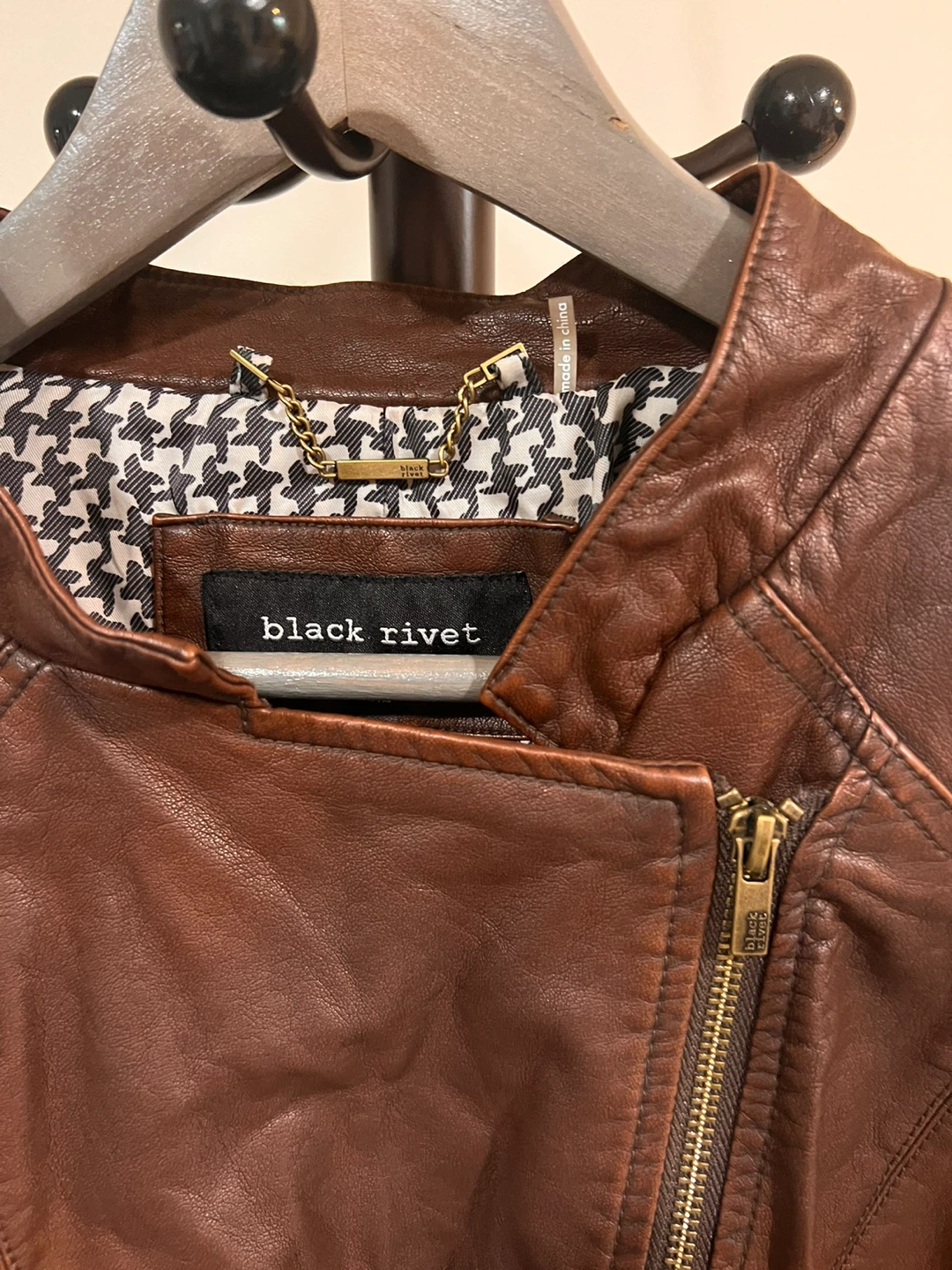 Black Rivet Brown Faux Leather Biker Jacket - XXL - photo 2