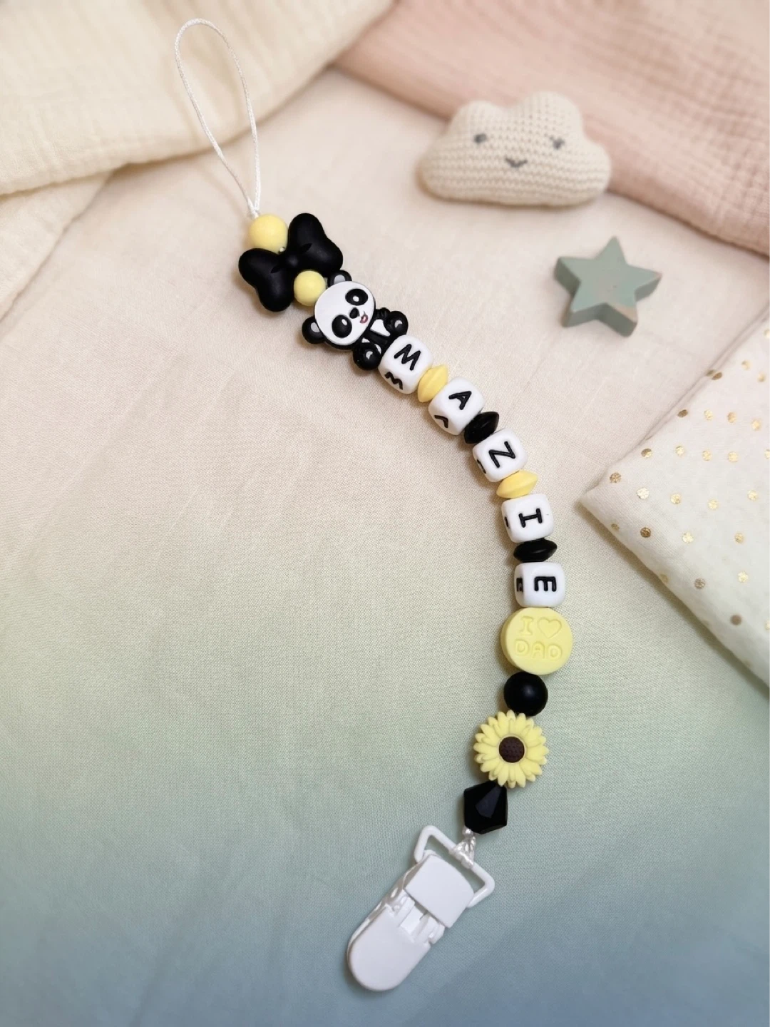 Custom Name Pacifier Clip - Silicone Beads & Charms - photo 4