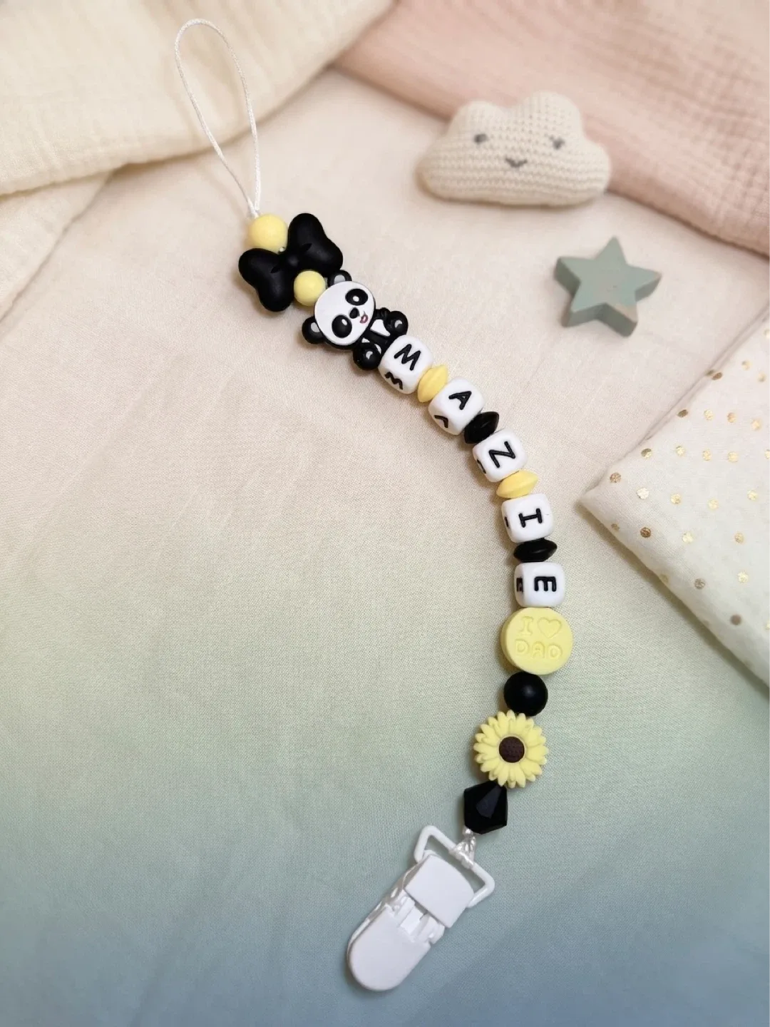 Custom Name Pacifier Clip - Silicone Beads & Charms - photo 4